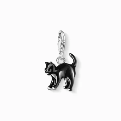 THOMAS SABO Charms | Charms<CHARM-H&AUML;NGSMYCKE SVART KATT svart, silverfargad