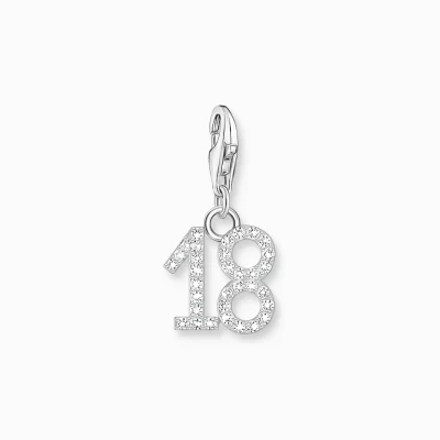 THOMAS SABO Charms | Charms<CHARM-H&AUML;NGSMYCKE TALET 18 MED VITA STENAR, SILVER silverfargad, vit