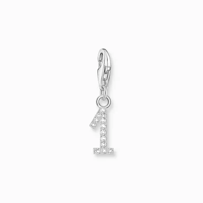 THOMAS SABO Charms | Charms<CHARM-H&AUML;NGSMYCKE TALET 1 MED VITA STENAR, SILVER silverfargad, vit