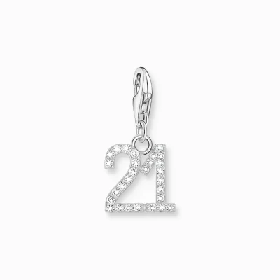 THOMAS SABO Charms | Charms<CHARM-H&AUML;NGSMYCKE TALET 21 MED VITA STENAR, SILVER silverfargad, vit