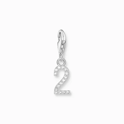 THOMAS SABO Charms | Charms<CHARM-H&AUML;NGSMYCKE TALET 2 MED VITA STENAR, SILVER silverfargad, vit