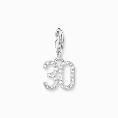 THOMAS SABO Charms | Charms<CHARM-H&AUML;NGSMYCKE TALET 30 MED VITA STENAR, SILVER silverfargad, vit