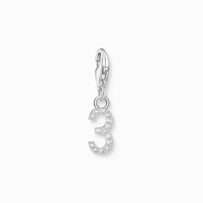 THOMAS SABO Charms | Charms<CHARM-H&AUML;NGSMYCKE TALET 3 MED VITA STENAR, SILVER silverfargad, vit