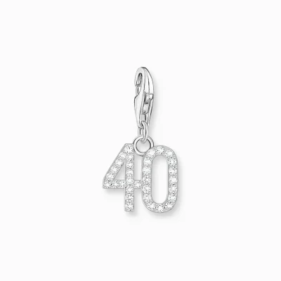 THOMAS SABO Charms | Charms<CHARM-H&AUML;NGSMYCKE TALET 40 MED VITA STENAR, SILVER silverfargad, vit