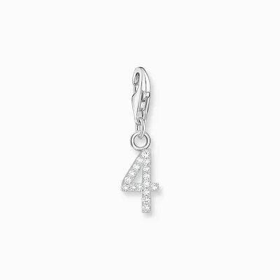 THOMAS SABO Charms | Charms<CHARM-H&AUML;NGSMYCKE TALET 4 MED VITA STENAR, SILVER silverfargad, vit