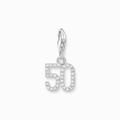 THOMAS SABO Charms | Charms<CHARM-H&AUML;NGSMYCKE TALET 50 MED VITA STENAR, SILVER silverfargad, vit