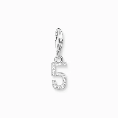 THOMAS SABO Charms | Charms<CHARM-H&AUML;NGSMYCKE TALET 5 MED VITA STENAR, SILVER silverfargad, vit