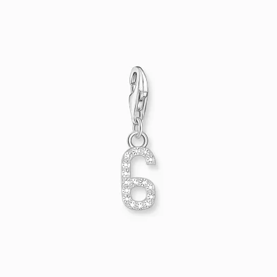 THOMAS SABO Charms | Charms<CHARM-H&AUML;NGSMYCKE TALET 6 MED VITA STENAR, SILVER silverfargad, vit