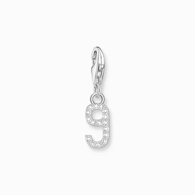 THOMAS SABO Charms | Charms<CHARM-H&AUML;NGSMYCKE TALET 9 MED VITA STENAR, SILVER silverfargad, vit