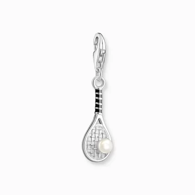 THOMAS SABO Charms | Charms<CHARM-H&AUML;NGSMYCKE TENNISRACKET MED VIT P&AUML;RLA, SILVER silverfargad, vit, svart