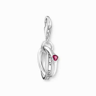 THOMAS SABO Charms | Charms<CHARM-H&AUML;NGSMYCKE TOGETHER-RING MED R&OUML;D STEN, SILVER silverfargad, röd