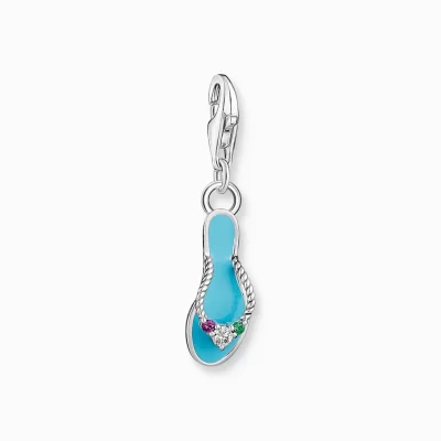 THOMAS SABO Charms | Charms<CHARM-H&AUML;NGSMYCKE TURKOS FLIP-FLOP MED F&AUML;RGGLADA STENAR SILVER silverfargad, grön, röd, turkos, vit