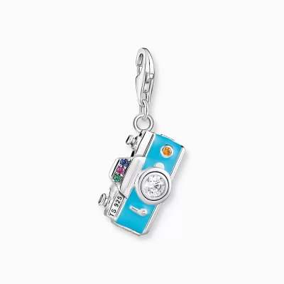 THOMAS SABO Charms | Charms<CHARM-H&AUML;NGSMYCKE TURKOSA RETROKAMERA SILVER blå, grön, orange, röd, silverfargad, vit