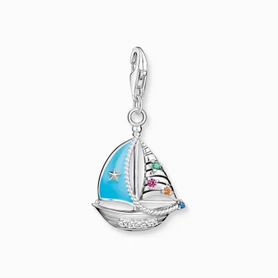 THOMAS SABO Charms | Charms<CHARM-H&AUML;NGSMYCKE TURKOSA SEGELB&ARING;T SILVER silverfargad, orange, röd, grön, blå, vit