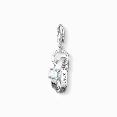 THOMAS SABO Charms | Charms<CHARM-H&AUML;NGSMYCKE VIGSELRINGAR silverfargad, vit