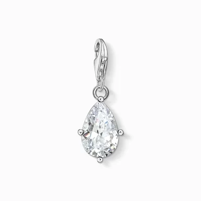 THOMAS SABO Charms | Charms<CHARM-H&AUML;NGSMYCKE VIT STEN DROPPE vit, silverfargad