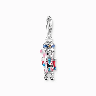 THOMAS SABO Charms | Charms<CHARM-H&AUML;NGSMYCKEI FORM AV EN N&OUML;TKN&AUML;PPARE MED POLKAGRISK&AUML;PP, SILVER silverfargad, orange, mörkblå, röd, ljusblå, vit, svart, rosa