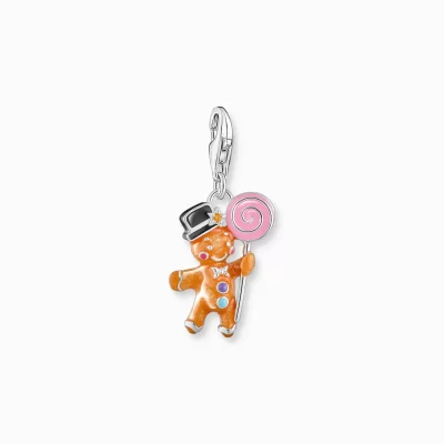 THOMAS SABO Charms | Charms<CHARM-H&AUML;NGSMYCKEI FORM AV EN PEPPARKAKSGUBBE, SILVER silverfargad, orange, rosa, blå, röd, violett, brun