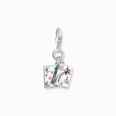 THOMAS SABO Charms | Charms<CHARM-H&AUML;NGSMYCKEI FORM AV ETT BREV MED KUVERT, SILVER silverfargad, orange, violett, rosa, blå