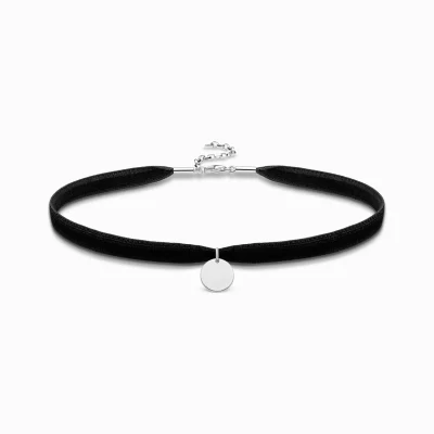 THOMAS SABO Halsband | Återvunnet 925 silver<CHOKER BRICKA svart, silverfargad