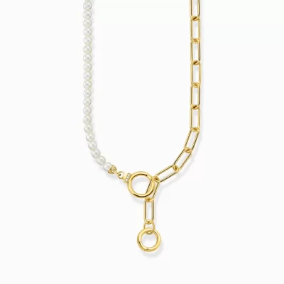 THOMAS SABO Halsband | 18K plätering<COLLIER AV ODLADE S&OUML;TVATTENSP&AUML;RLOR MED GULDPL&AUML;TERAD L&AUML;NKKEDJA gult guldfargad, vit