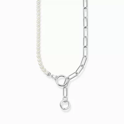 THOMAS SABO Halsband | Återvunnet 925 silver<COLLIER AV ODLADE S&OUML;TVATTENSP&AUML;RLOR MED L&AUML;NKKEDJA I SILVER silverfargad, vit