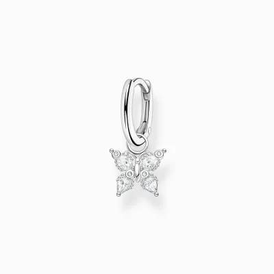 THOMAS SABO Creoler | Återvunnet 925 silver<CREOL&OUML;RH&AUML;NGE INDIVIDUELLT MED FJ&AUML;RIL SILVER silverfargad, vit