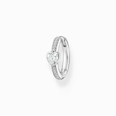 THOMAS SABO Creoler | Återvunnet 925 silver<CREOL&OUML;RH&AUML;NGE INDIVIDUELLT MED HJ&AUML;RTA OCH VITA STENAR SILVER silverfargad, vit