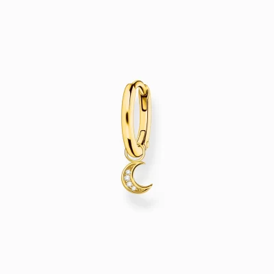 THOMAS SABO Creoler | 18K plätering<CREOL&OUML;RH&AUML;NGE INDIVIDUELLT MED M&ARING;NEN H&AUML;NGE GULD vit, gult guldfargad