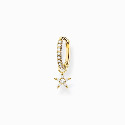 THOMAS SABO Creoler | 18K plätering<CREOL&OUML;RH&AUML;NGE INDIVIDUELLT MED STJ&AUML;RNA H&AUML;NGSMYCKE GULD vit