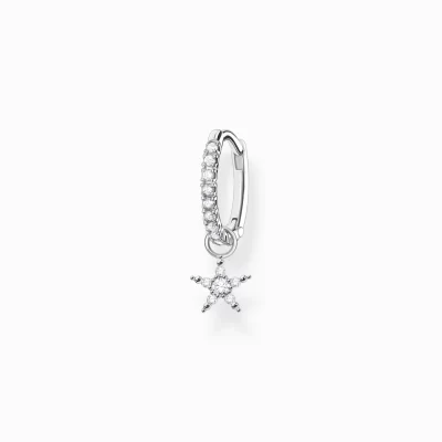 THOMAS SABO Creoler | Återvunnet 925 silver<CREOL&OUML;RH&AUML;NGE INDIVIDUELLT MED STJ&AUML;RNA H&AUML;NGSMYCKE SILVER silverfargad, vit