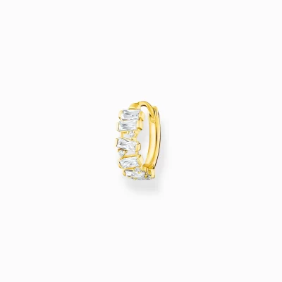 THOMAS SABO Creoler | 18K plätering<CREOL&OUML;RH&AUML;NGE INDIVIDUELLT VIT STENAR GULD gult guldfargad, vit