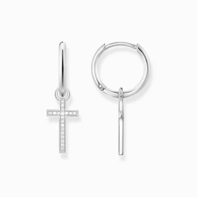 THOMAS SABO Creoler | Återvunnet 925 silver<CREOL&OUML;RH&AUML;NGEN KORS silverfargad, vit