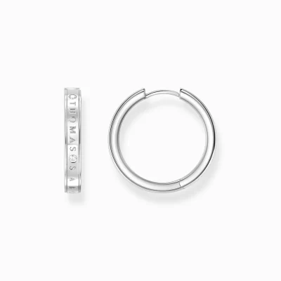 THOMAS SABO Creoler | Återvunnet 925 silver<CREOL&OUML;RH&AUML;NGEN MED VITA STENAR SILVER silverfargad, vit