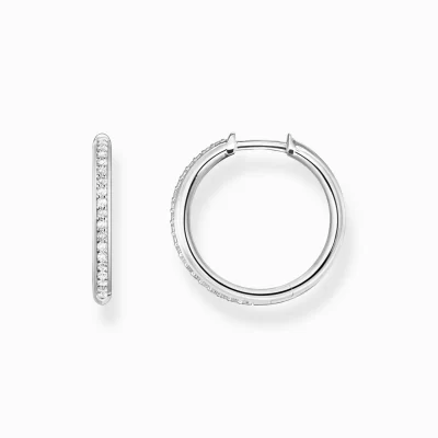 THOMAS SABO Creoler | Återvunnet 925 silver<CREOL&OUML;RH&AUML;NGEN VIT STENAR PAV&EACUTE; SILVER silverfargad, vit