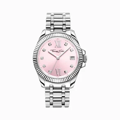 THOMAS SABO Klockor | Klockor för damer<DAMKLOCKA DIVINE PINK MED VITA STENAR SILVERF&AUML;RGAD silverfargad, rosa