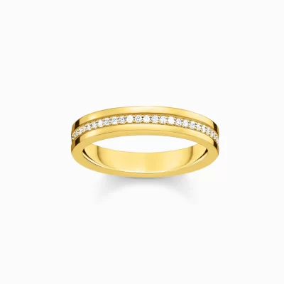 THOMAS SABO Ringar | 18K plätering<GULDPL&AUML;TERAD BANDRING MED VITA ZIRKONIASTENAR gult guldfargad, vit