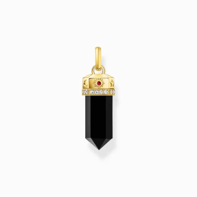 THOMAS SABO Hängsmycken | 18K plätering<GULDPL&AUML;TERAT HALSBANDSH&AUML;NGE MED HEXAGON AV ONYX gult guldfargad, vit, svart, violett, röd