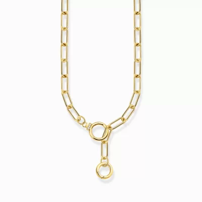 THOMAS SABO Halsband | 18K plätering<GULDPL&AUML;TERAT L&AUML;NKHALSBAND MED TV&ARING; RINGL&ARING;S OCH STENAR gult guldfargad, vit