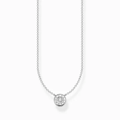 THOMAS SABO Halsband | Återvunnet 925 silver<HALSBAND CIRKEL MED VIT STEN SILVER silverfargad, vit