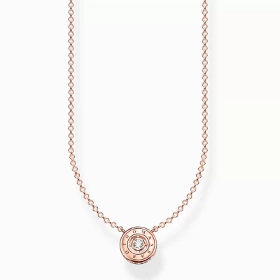 THOMAS SABO Halsband | 18K roséguldplätering<HALSBAND CIRKEL MED VITA STEN ROS&EACUTE;GULDPL&AUML;TERAD roséguldfargad, vit