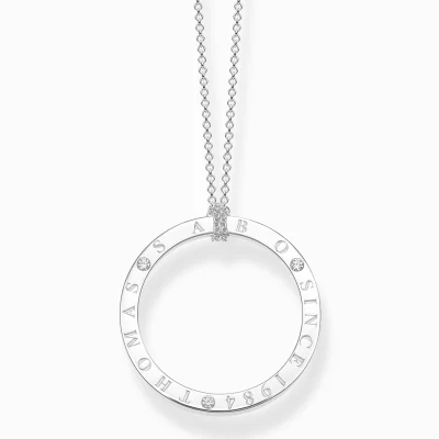 THOMAS SABO Halsband | Återvunnet 925 silver<HALSBAND CIRKEL MED VITA STENAR SILVER vit, silverfargad