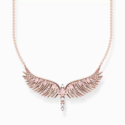 THOMAS SABO Halsband<HALSBAND FENIXVINGAR MED ROSA STENAR ROS&EACUTE;GULD roséguldfargad, vit, rosa