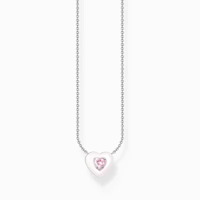 THOMAS SABO Halsband | Återvunnet 925 silver<HALSBAND HJ&AUML;RTA MED ROSA STENAR SILVER silverfargad, rosa