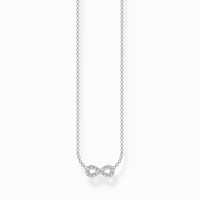 THOMAS SABO Halsband | Återvunnet 925 silver<HALSBAND INFINITY SILVER silverfargad, vit