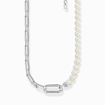 THOMAS SABO Halsband | Återvunnet 925 silver<HALSBAND L&AUML;NKAR OCH P&AUML;RLOR SILVER silverfargad, vit