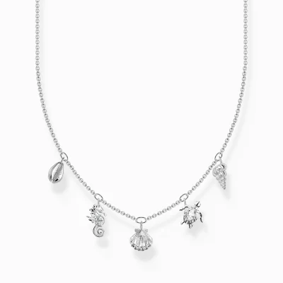 THOMAS SABO Halsband | Återvunnet 925 silver<HALSBAND MARINA DJUR SILVER silverfargad, vit