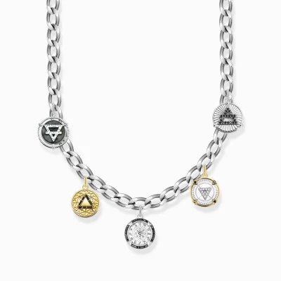 THOMAS SABO Halsband | Återvunnet 925 silver<HALSBAND MED H&AUML;NGSMYCKEA ELEMENTS OF NATURE SILVER silverfargad, gult guldfargad, svart, vit