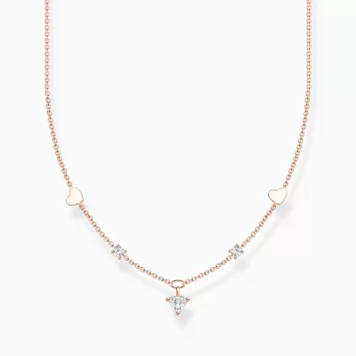 THOMAS SABO Halsband | 18K roséguldplätering<HALSBAND MED HJ&AUML;RTAN OCH VITA STENAR ROS&EACUTE;GULD roséguldfargad, vit