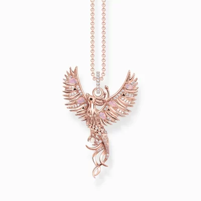 THOMAS SABO Halsband | Gåvor till henne<HALSBAND MED LITET FENIX-H&AUML;NGE I ROS&EACUTE;GULD MED STENAR roséguldfargad, vit, rosa, svart